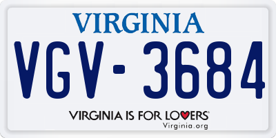 VA license plate VGV3684