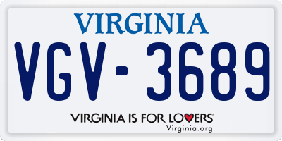 VA license plate VGV3689