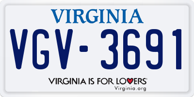 VA license plate VGV3691