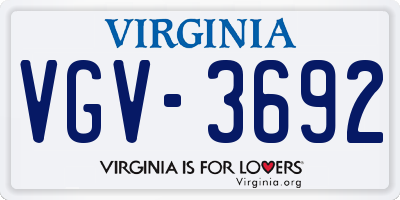 VA license plate VGV3692