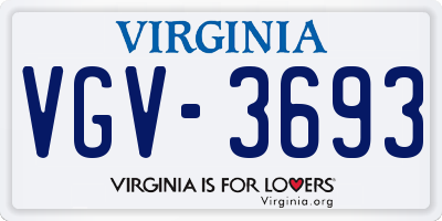 VA license plate VGV3693