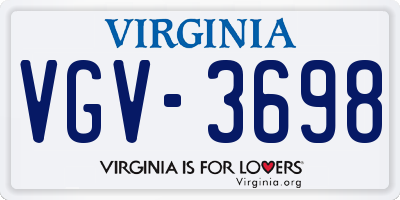 VA license plate VGV3698