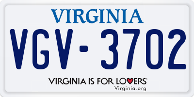 VA license plate VGV3702