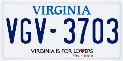 VA license plate VGV3703