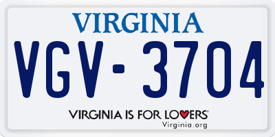 VA license plate VGV3704