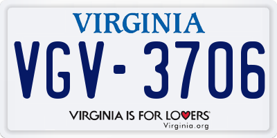 VA license plate VGV3706