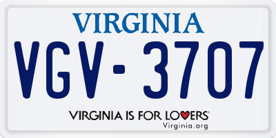VA license plate VGV3707