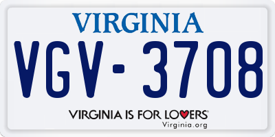 VA license plate VGV3708