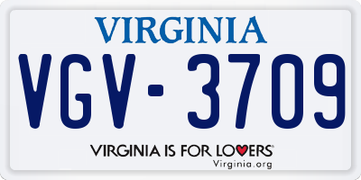 VA license plate VGV3709