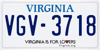 VA license plate VGV3718