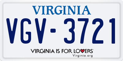 VA license plate VGV3721