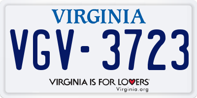 VA license plate VGV3723