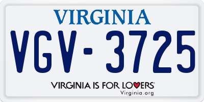 VA license plate VGV3725