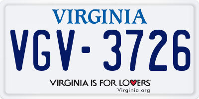 VA license plate VGV3726