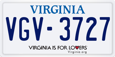 VA license plate VGV3727