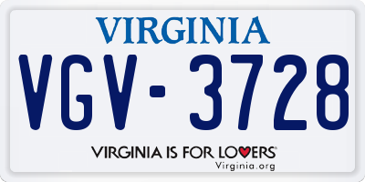 VA license plate VGV3728