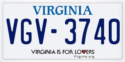 VA license plate VGV3740
