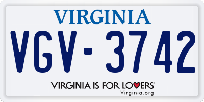 VA license plate VGV3742