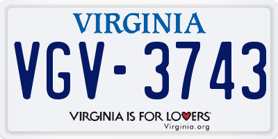 VA license plate VGV3743