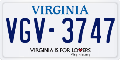 VA license plate VGV3747