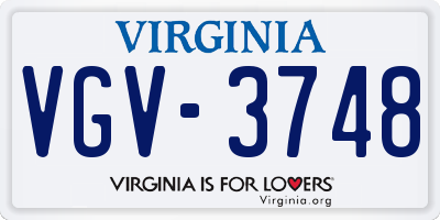 VA license plate VGV3748