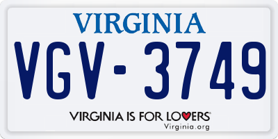 VA license plate VGV3749
