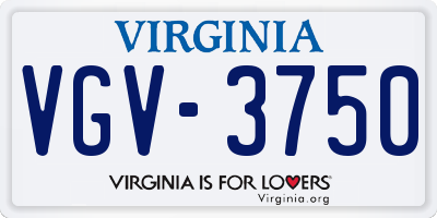 VA license plate VGV3750