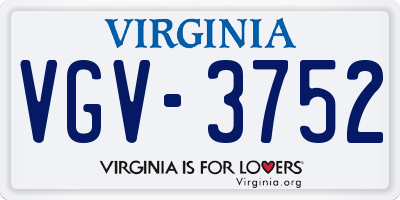 VA license plate VGV3752