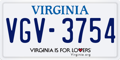 VA license plate VGV3754