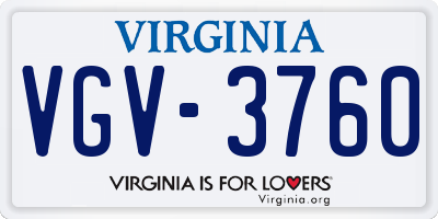 VA license plate VGV3760