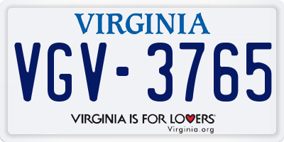 VA license plate VGV3765