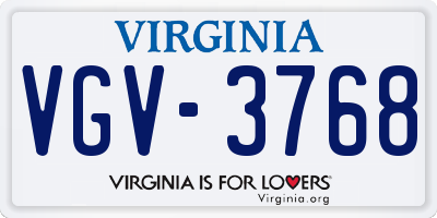 VA license plate VGV3768