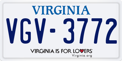 VA license plate VGV3772