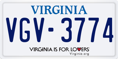 VA license plate VGV3774