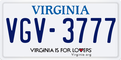 VA license plate VGV3777