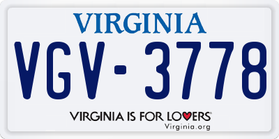 VA license plate VGV3778
