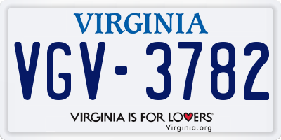VA license plate VGV3782