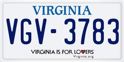 VA license plate VGV3783