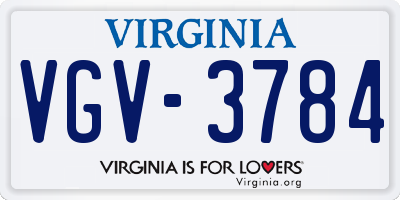 VA license plate VGV3784