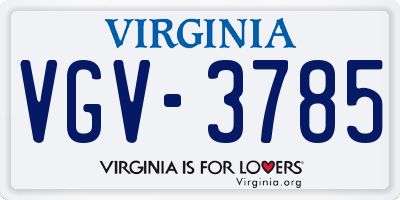 VA license plate VGV3785