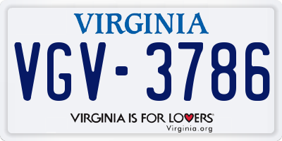 VA license plate VGV3786