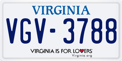 VA license plate VGV3788