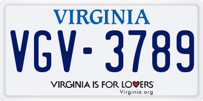 VA license plate VGV3789