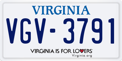 VA license plate VGV3791