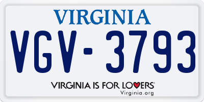 VA license plate VGV3793