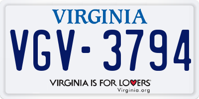 VA license plate VGV3794