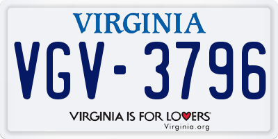 VA license plate VGV3796