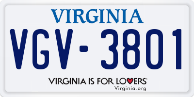VA license plate VGV3801