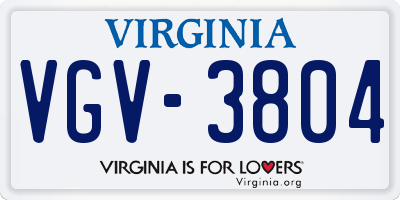 VA license plate VGV3804