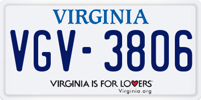 VA license plate VGV3806